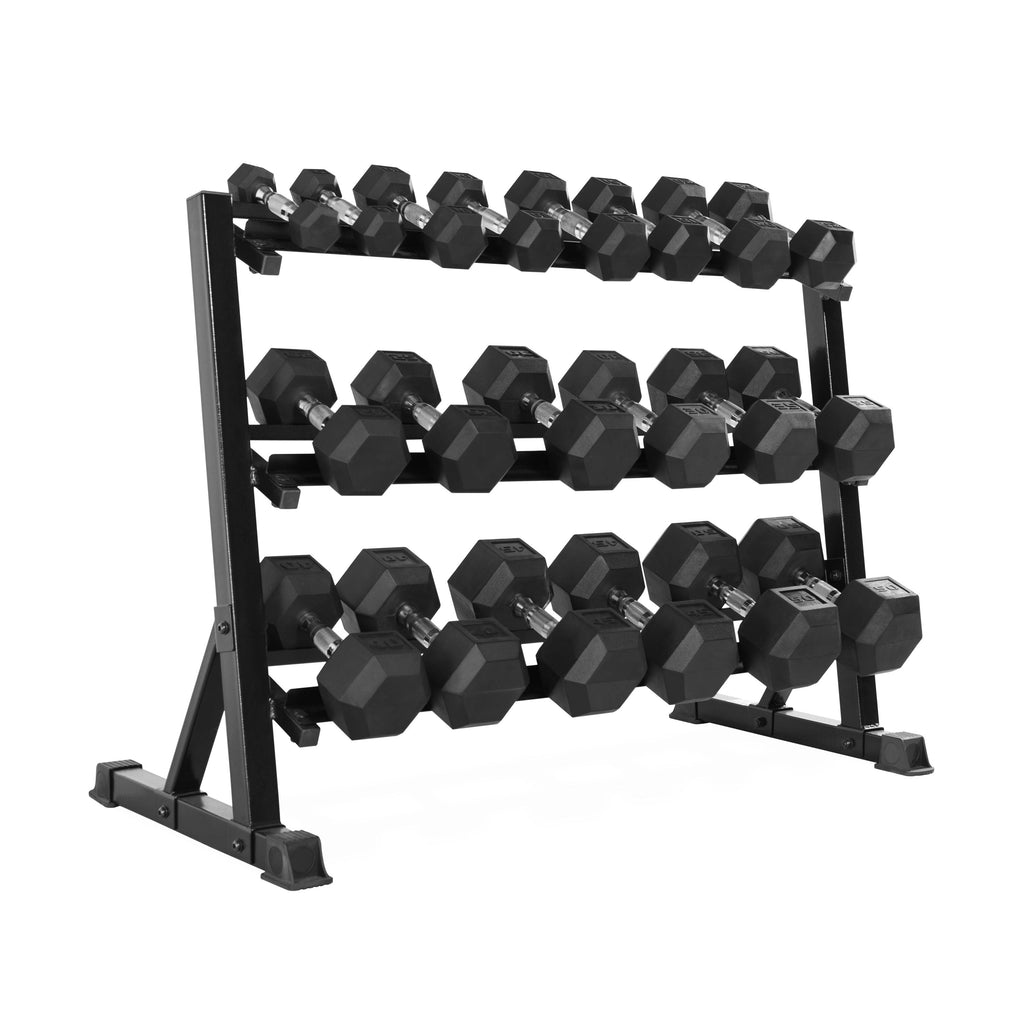 CAP Barbell 550-Pound Rubber Hex Dumbbell Set with 3-Tier Horizontal Rack