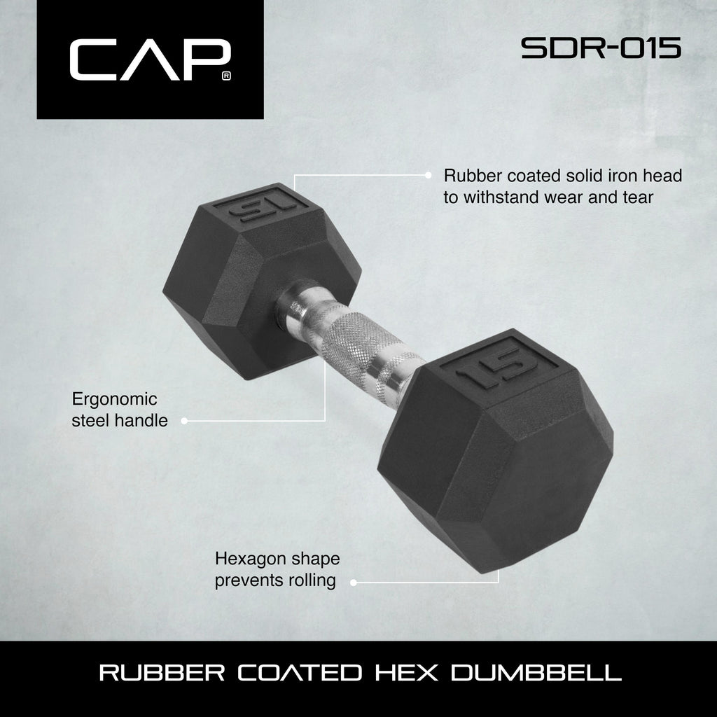CAP Barbell 550-Pound Rubber Hex Dumbbell Set with 3-Tier Horizontal Rack