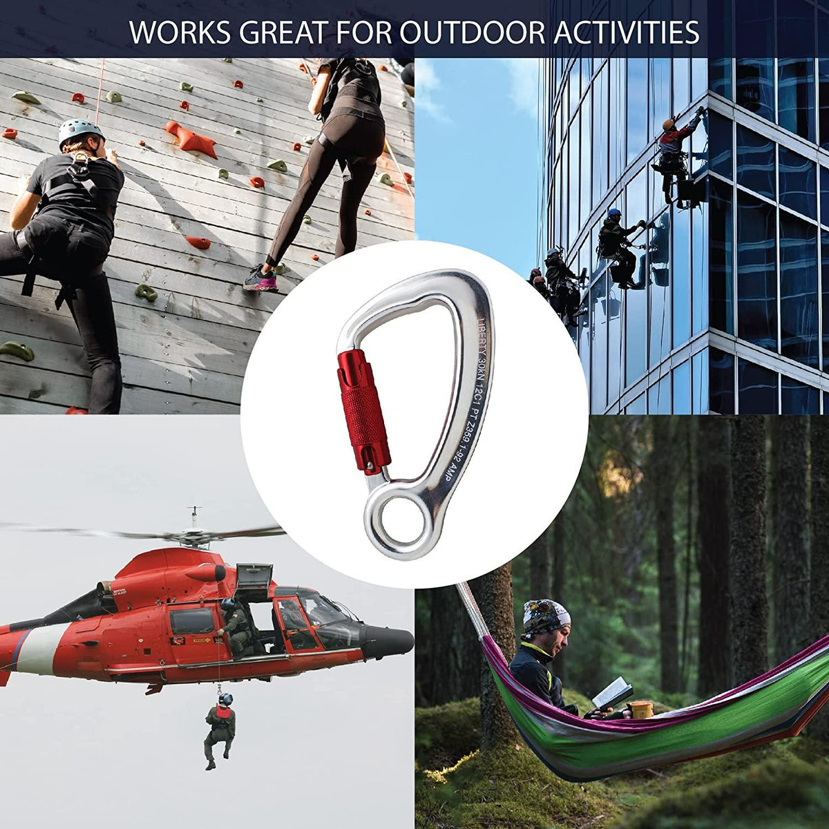 Fusion Climb Liberty Aluminum Auto Lock Captive Eye Carabiner 10-Pack