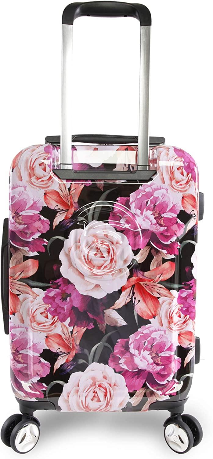 Women's Marie 21" Hardside Carry-on Spinner Luggage, Black Floral Print, One Size