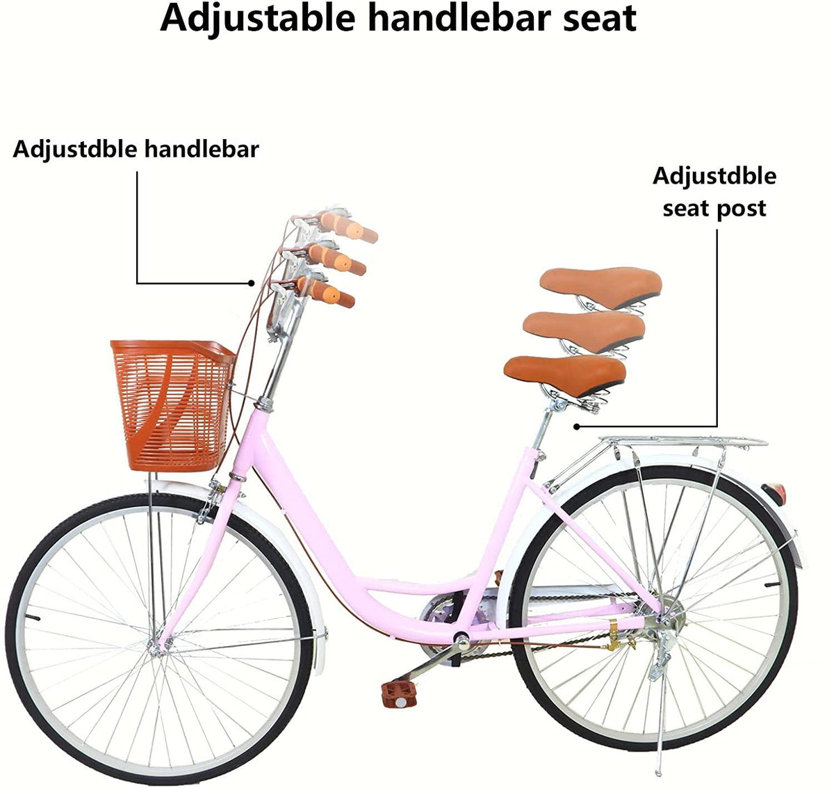 Womens 20inch Classic Bicycle, Retro Women's Bicycle 6 Speed Beach Cruiser Bike