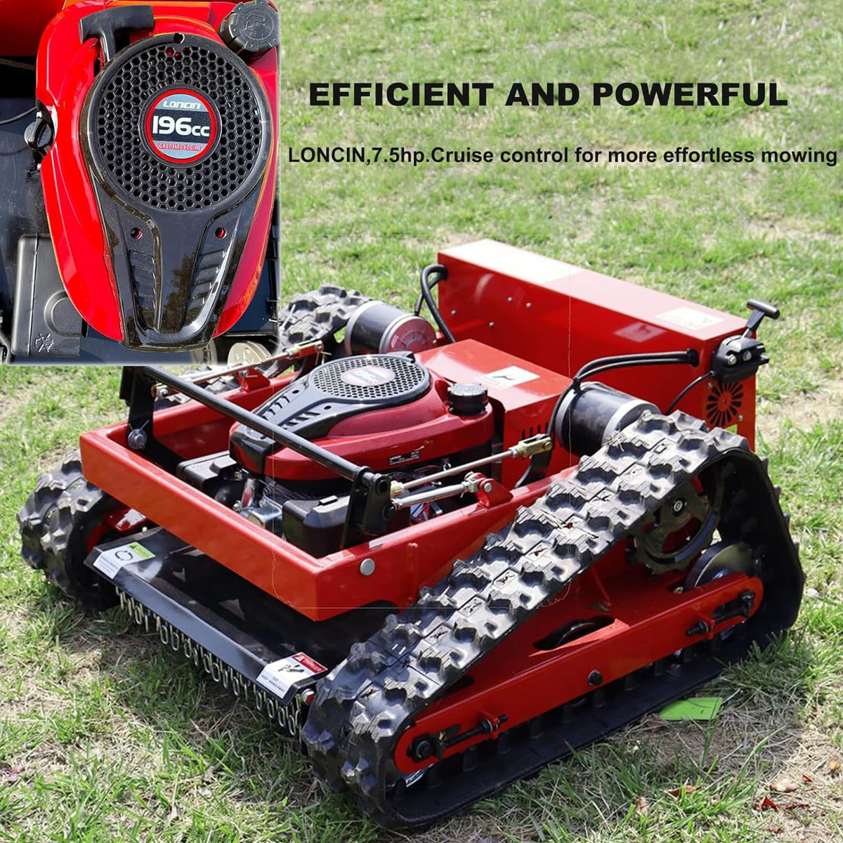 Remote Control Lawn Mower, Adjustable Cutting Height, Automatic Track Lawn Mower for 45° Slope, All-Terrain for Steep Slopes Tall Grass LarLawns