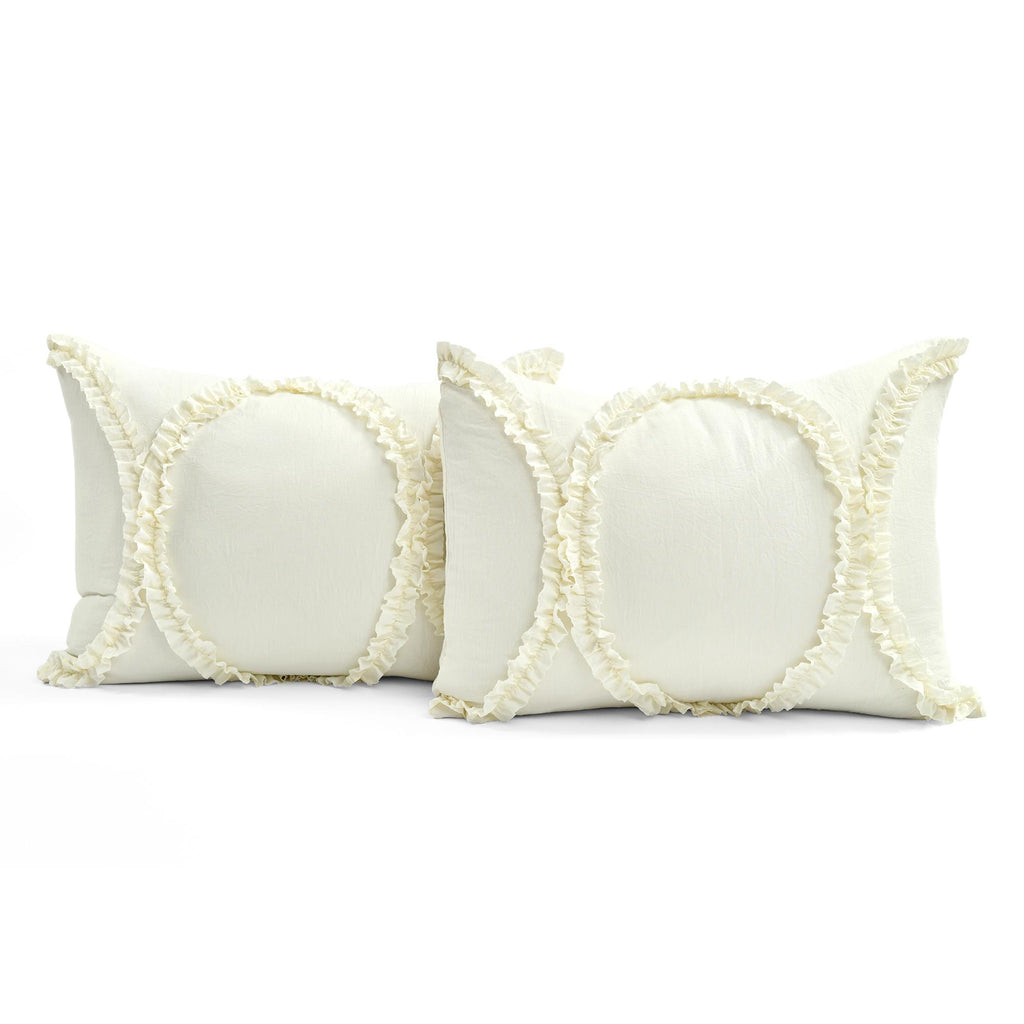 Lush Decor Riviera Ruffle Comforter, Queen, Ivory, 3-Pc Set