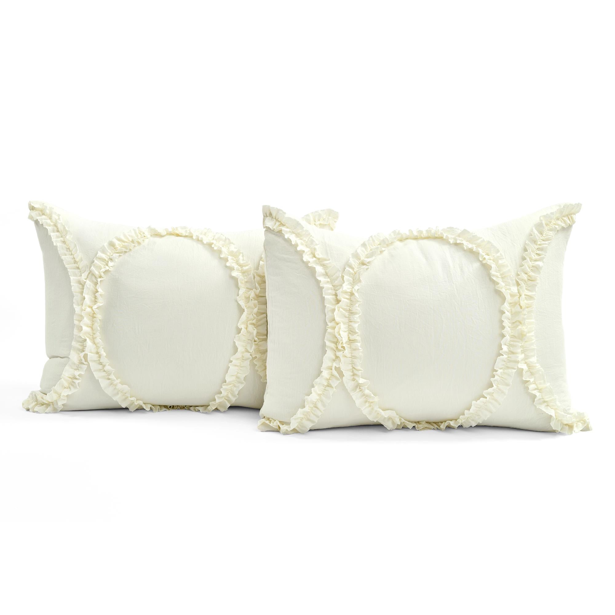 Lush Decor Riviera Ruffle Comforter, Queen, Ivory, 3-Pc Set