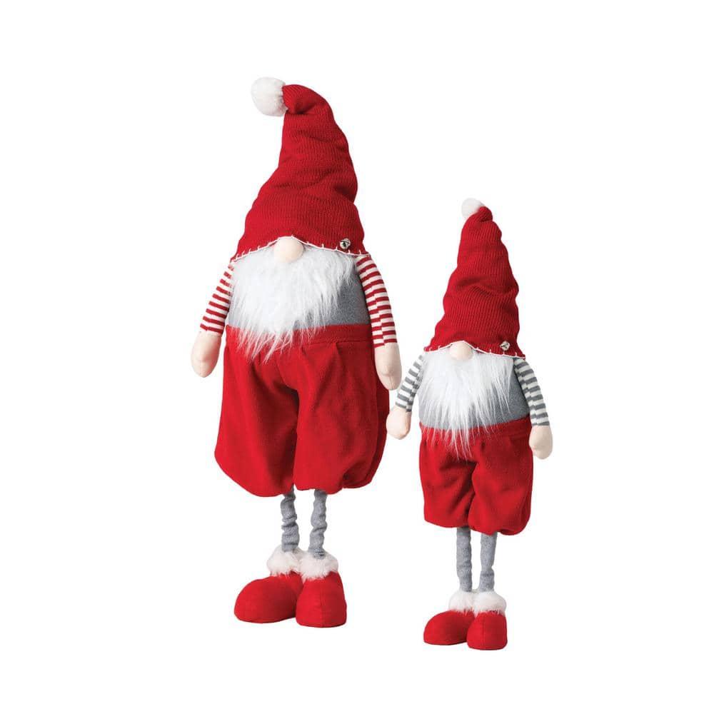 44 in. Multicolor Polyester Holiday Standing Telescopic Gnomes - Set of 2