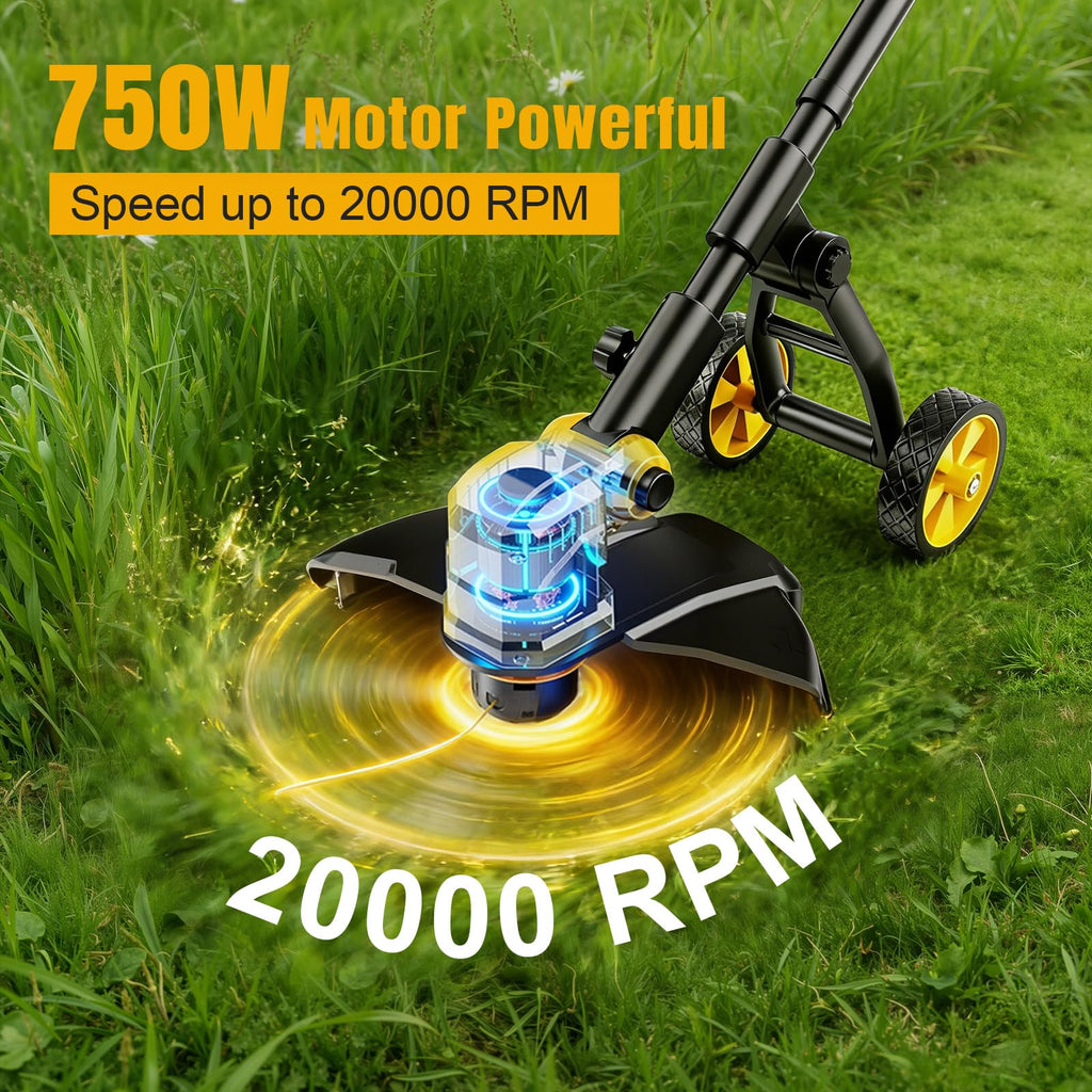 Cordless String Trimmer &amp; Lawn Edger for Dewalt 20V Battery (NO Battery), 14" Electric Weed Eater and Edger Battery Powered, 3 in 1 Lawn Tool Wheeled with 8 Pcs Grass Cutter Spool Line for Yard Garden