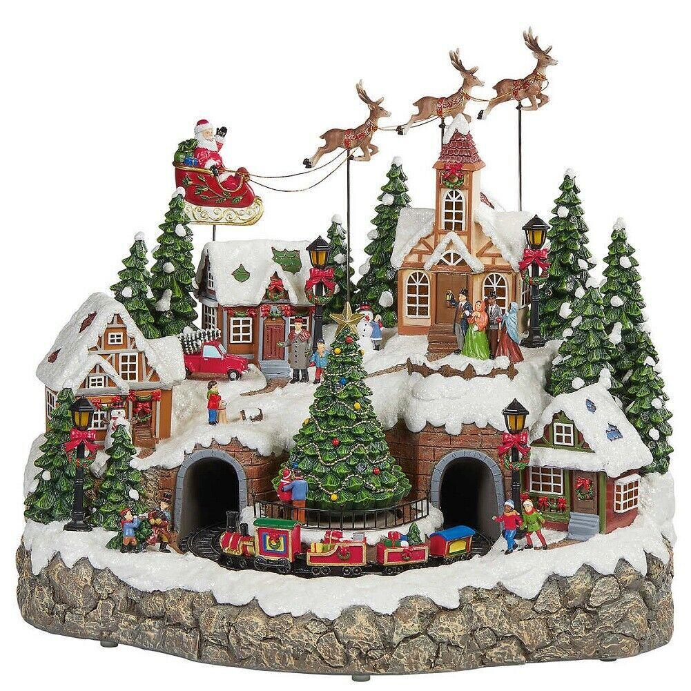 Snowy Holiday VillaCenterpiece with Lights and Music