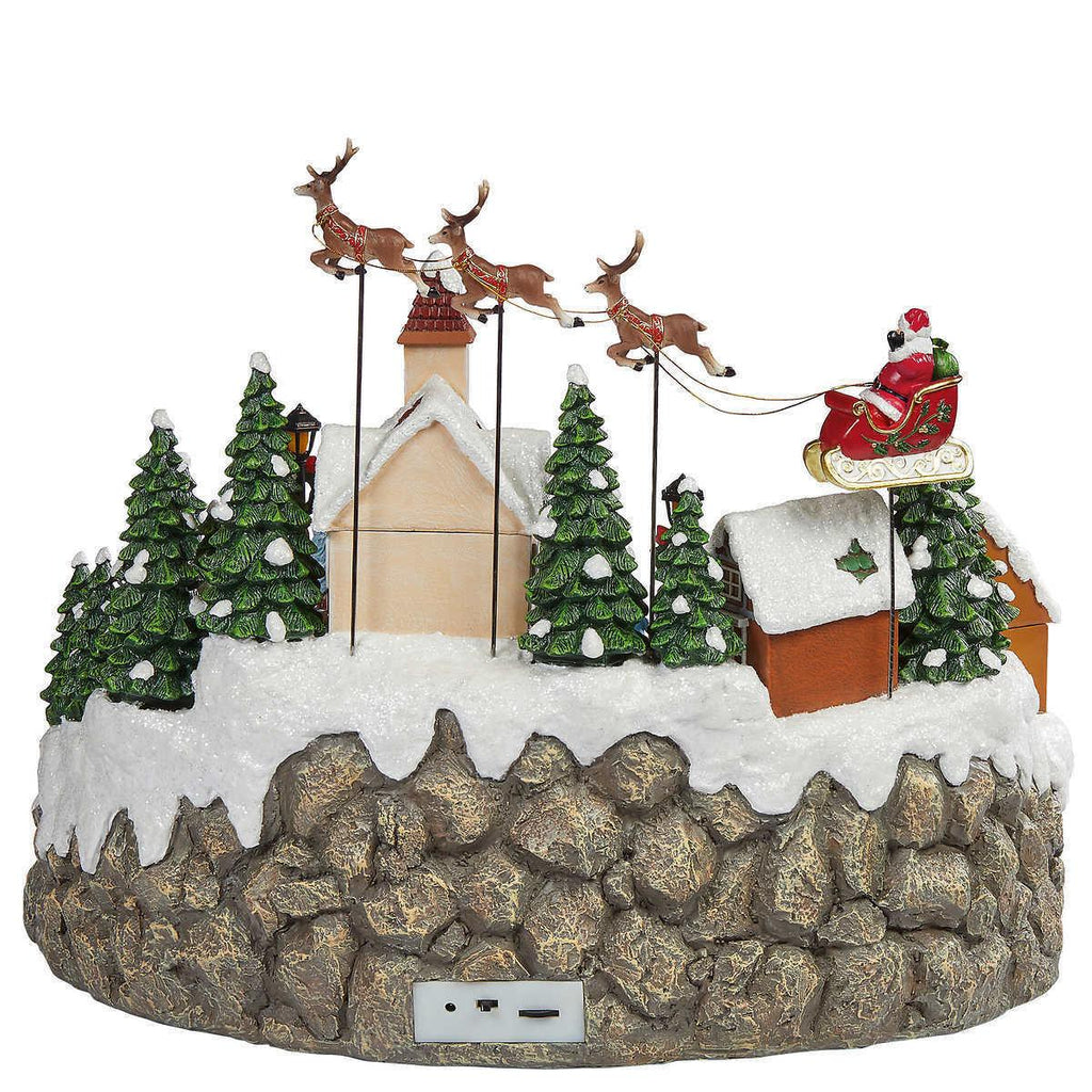 Snowy Holiday VillaCenterpiece with Lights and Music