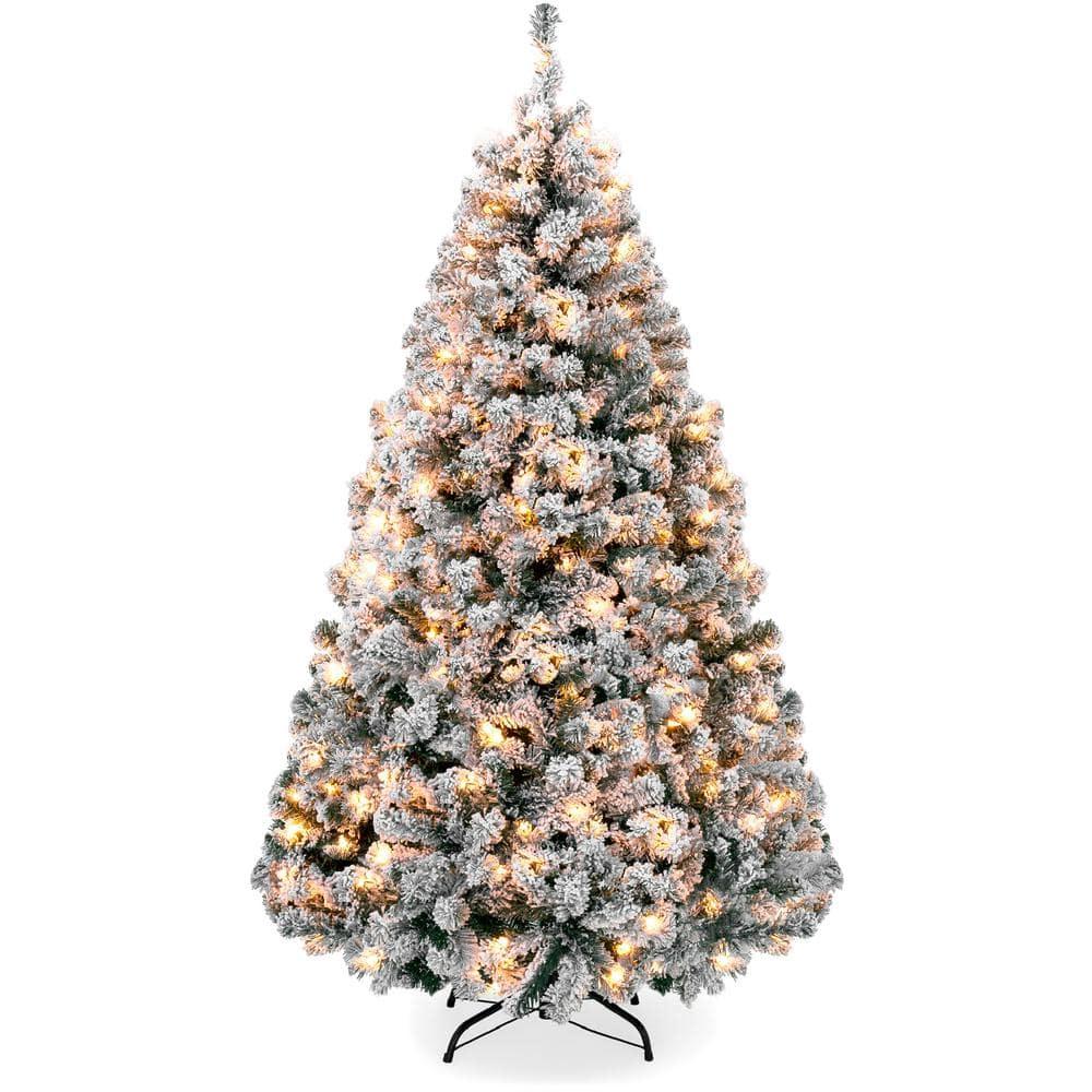 7.5 ft. Pre-Lit Incandescent Flocked Artificial Christmas Tree with 550 Warm White Lights