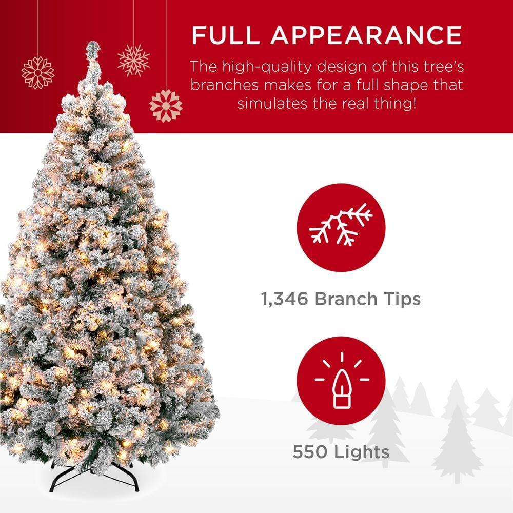7.5 ft. Pre-Lit Incandescent Flocked Artificial Christmas Tree with 550 Warm White Lights
