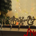 Willkey  Christmas Stocking Hanger Holders Snowman Santa Snowflake Deer Iron Hanging Hooks Xmas Mantelpiece Fireplace Decorations