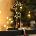 Willkey  Christmas Stocking Hanger Holders Snowman Santa Snowflake Deer Iron Hanging Hooks Xmas Mantelpiece Fireplace Decorations
