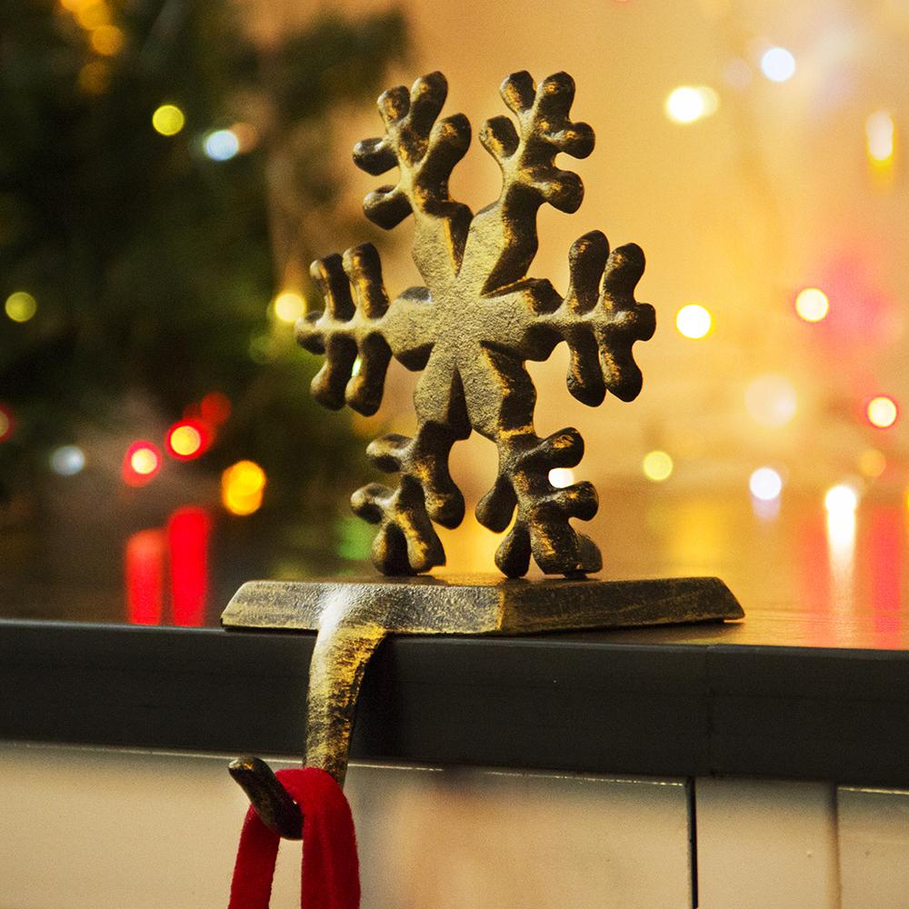 Willkey  Christmas Stocking Hanger Holders Snowman Santa Snowflake Deer Iron Hanging Hooks Xmas Mantelpiece Fireplace Decorations