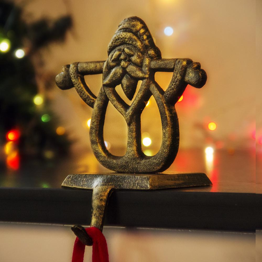 Willkey  Christmas Stocking Hanger Holders Snowman Santa Snowflake Deer Iron Hanging Hooks Xmas Mantelpiece Fireplace Decorations