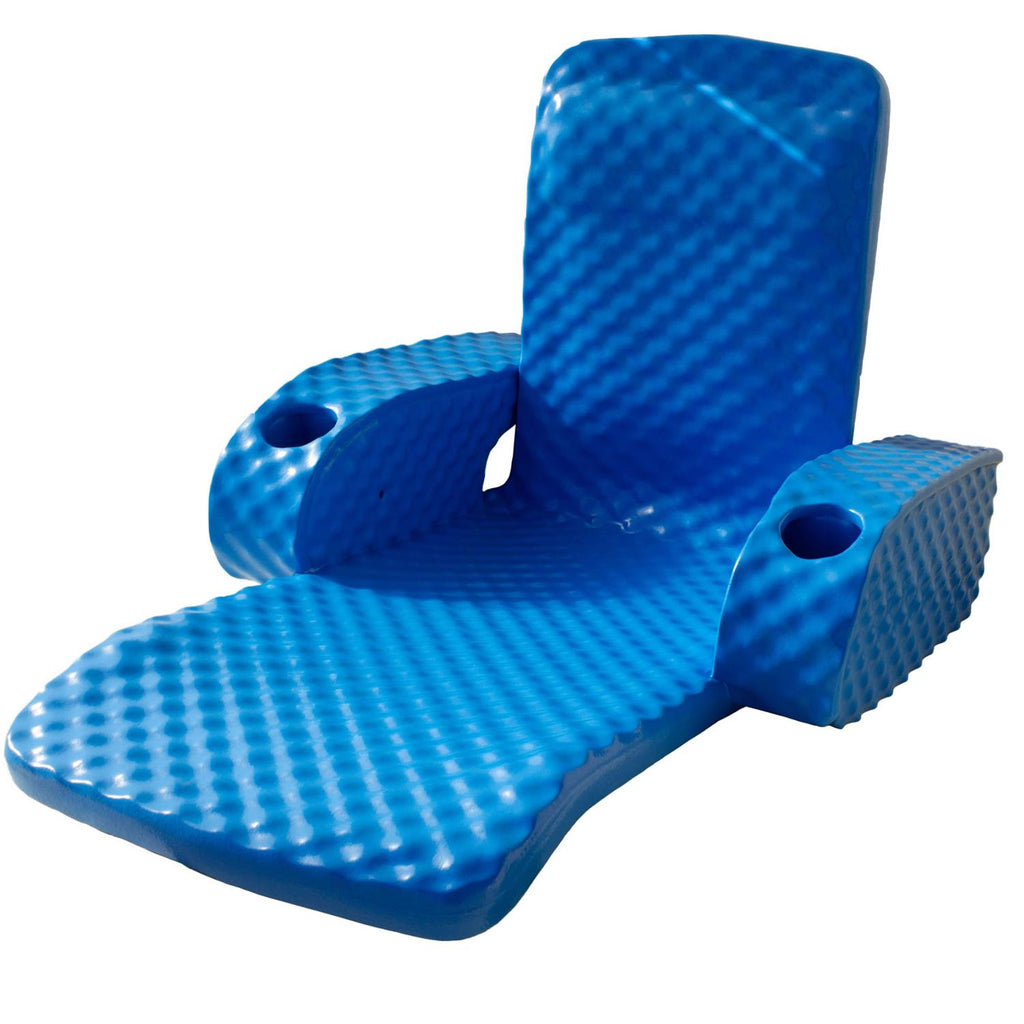 TRC Recreation Folding Baja Floating Swimming Pool Lake Portable Water Lounger Comfortable Recliner Chair with 2 Armrest Cup