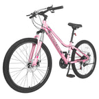 24" Mountain Bike 21 Speed, Suspension Mountain Bicycle, Dual Disc Brake City Bikes, Women's Style