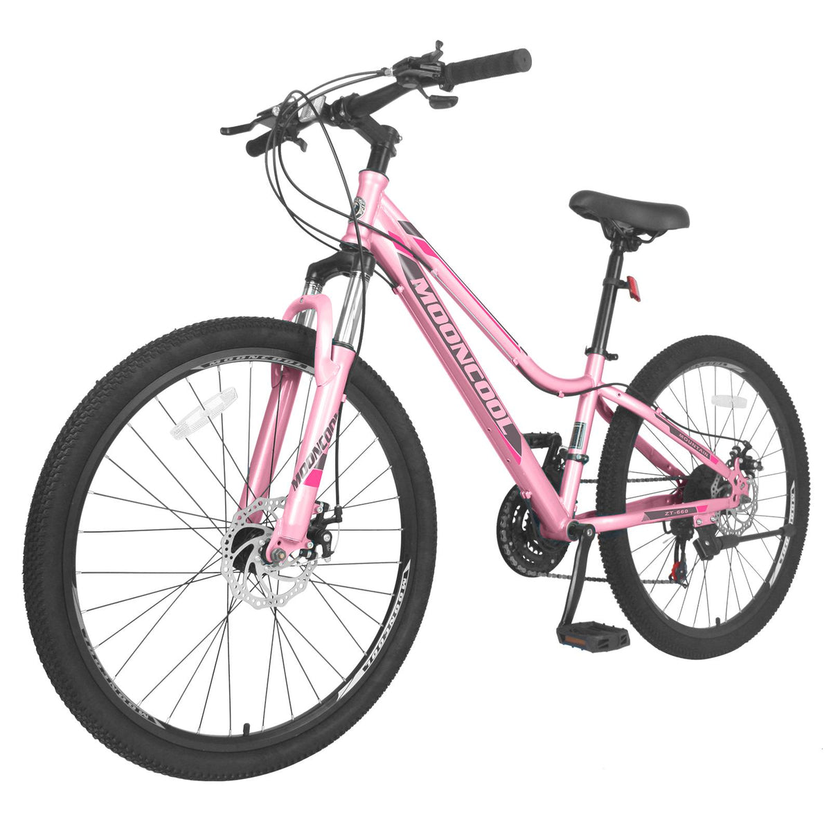 24" Mountain Bike 21 Speed, Suspension Mountain Bicycle, Dual Disc Brake City Bikes, Women's Style
