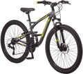 Mongoose Status 2.4 Mens and Womens Mountain, 27.5-Inch Wheels, Aluminum Frame, Dual Suspension, Dark Silver