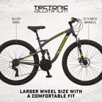 Mongoose Status 2.4 Mens and Womens Mountain, 27.5-Inch Wheels, Aluminum Frame, Dual Suspension, Dark Silver