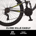 Mongoose Status 2.4 Mens and Womens Mountain, 27.5-Inch Wheels, Aluminum Frame, Dual Suspension, Dark Silver