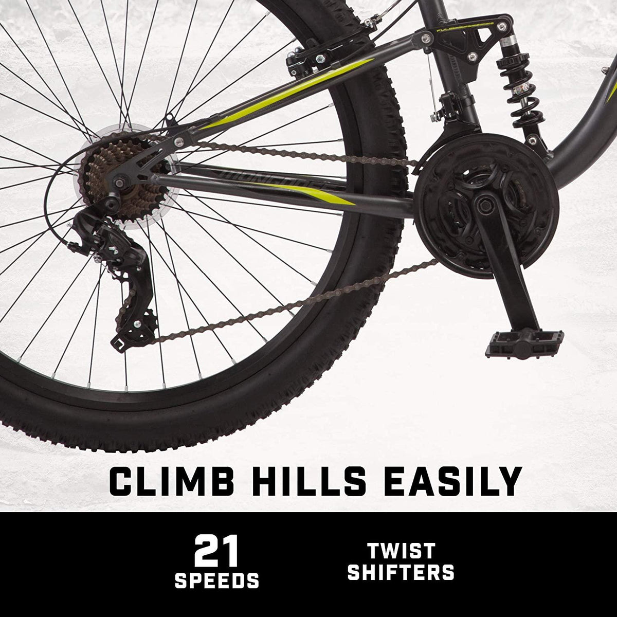Mongoose Status 2.4 Mens and Womens Mountain, 27.5-Inch Wheels, Aluminum Frame, Dual Suspension, Dark Silver