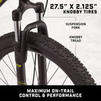 Mongoose Status 2.4 Mens and Womens Mountain, 27.5-Inch Wheels, Aluminum Frame, Dual Suspension, Dark Silver