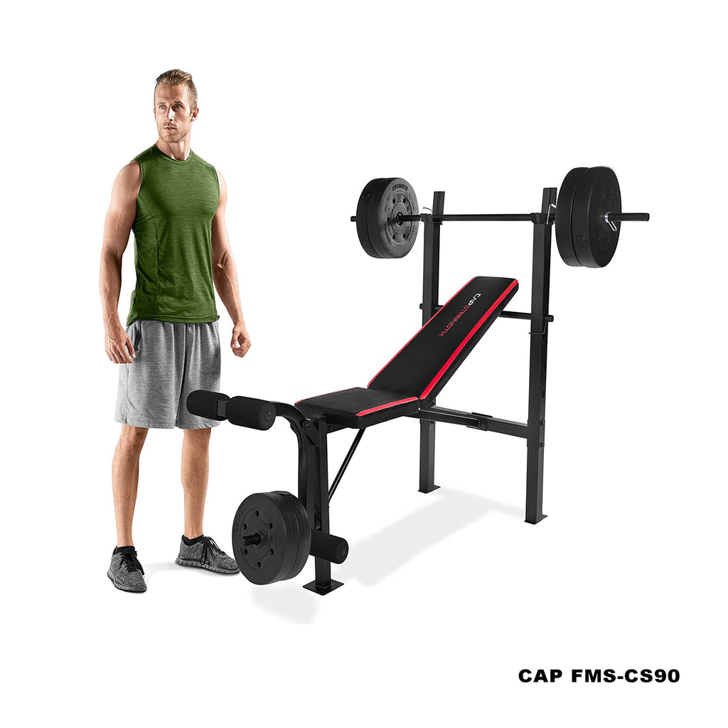 CAP Strength Standard Combo Weight Bench with 90 lb. Vinyl Weight Set