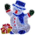 Christmas Concepts 120cm x 110cm LED Rope Light Snowman with Gift Box with Tinsel Decoration &amp; LED Lights - Christmas Decorations