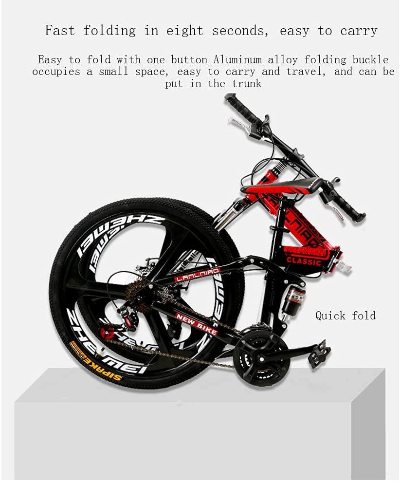 Mountain Bike No Shock Absorption, Foldable Bicycle (26 inch 21/24/27/30 Speed Black and Yellow; White and Blue; Black and White; Black and red)