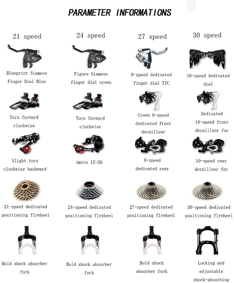 Mountain Bike No Shock Absorption, Foldable Bicycle (26 inch 21/24/27/30 Speed Black and Yellow; White and Blue; Black and White; Black and red)