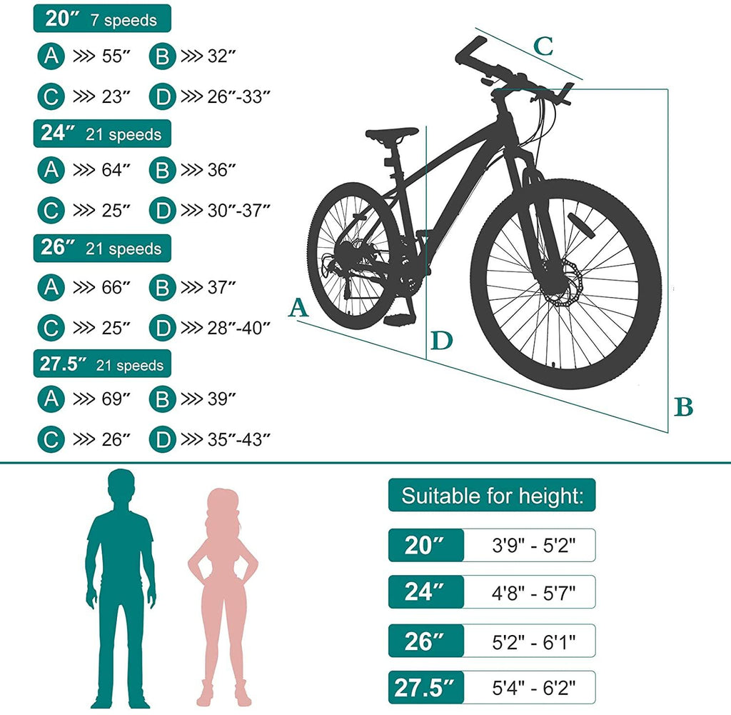 Mountain Bike for Mens Womens Adults, 21 Speeds Disc Brake Mountain Road Bicycles, Lightweight Aluminum and Steel Frame Options, 24 26 Inches Wheel Mountain Bicycles