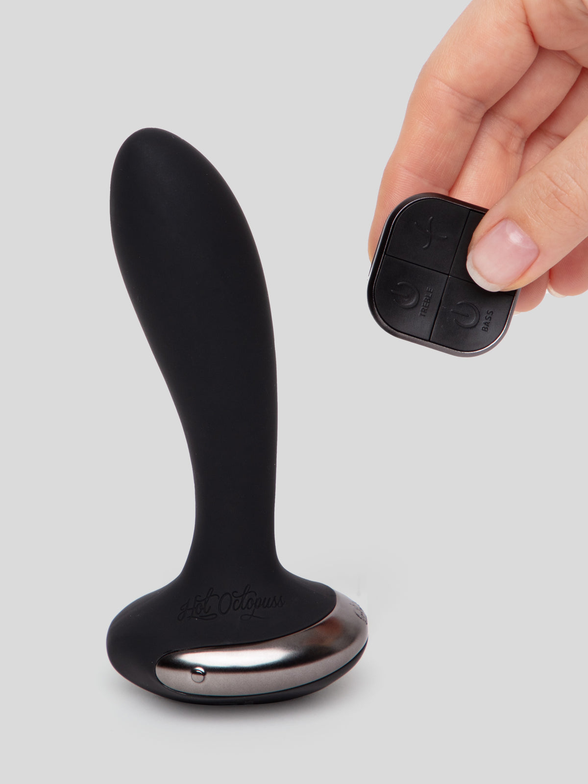 Hot Octopuss Flexible Base Remote Control Silicone Vibrating Butt Plug, Black