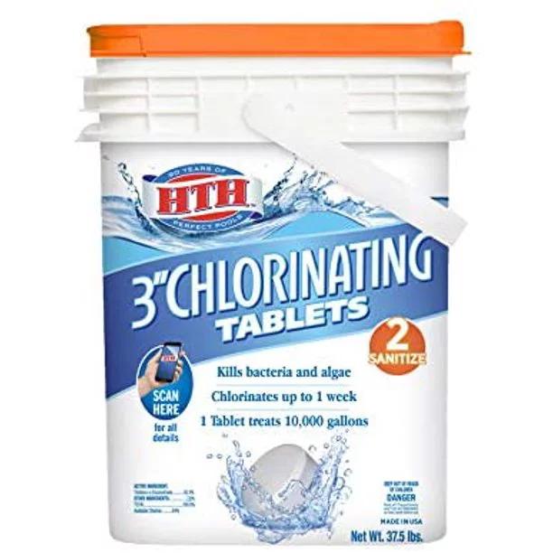 hth 42030 3-inch chlorinating tablets swimming pool chlorine, 37.5 lbs