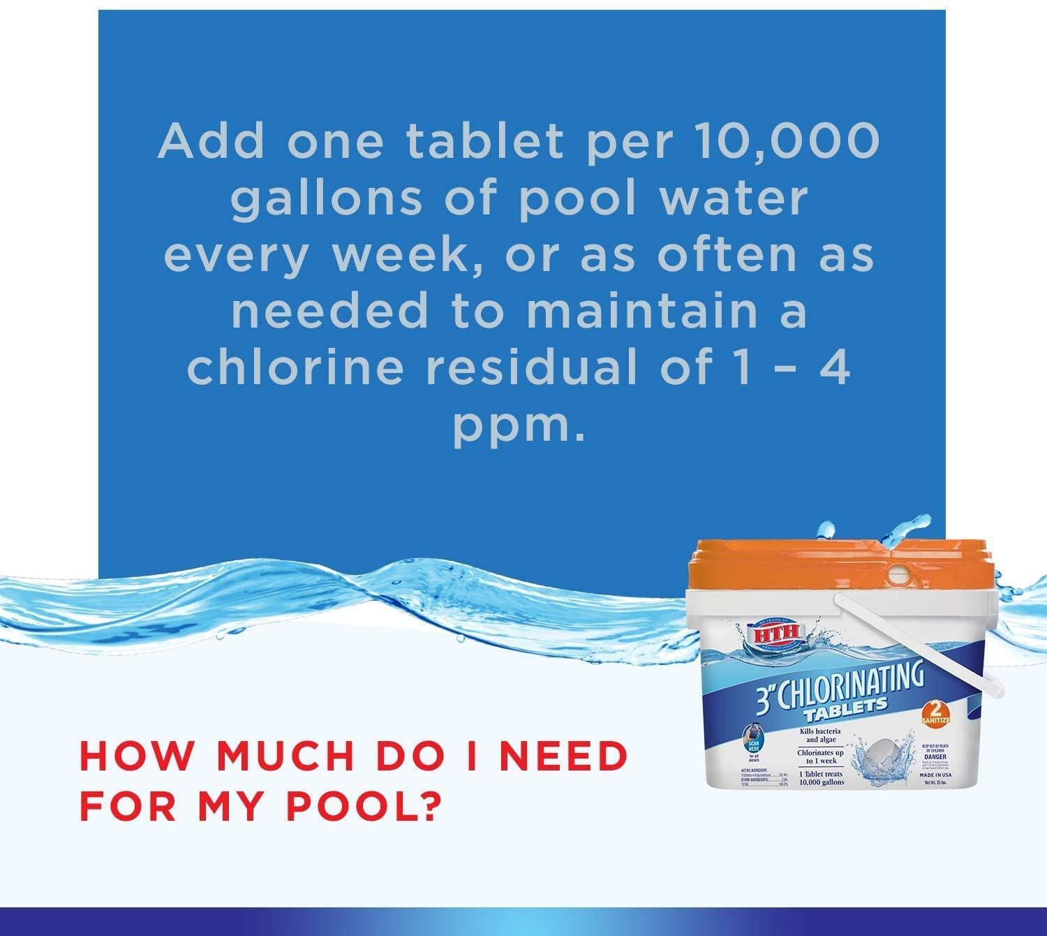 hth 42030 3-inch chlorinating tablets swimming pool chlorine, 37.5 lbs