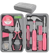 Tool Kit, General Household Hand Tool Set with Toolbox StoraCase, All-in-One Compact Toolkit for DIY & Dorm Use, Pink | 38pc, everyday fixes made easier, organized portable storage, beginner-friendly selection, apartment and office tasks, t