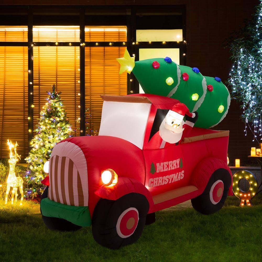 7 ft. Santa Claus On Pick Up Truck Inflatable Decor