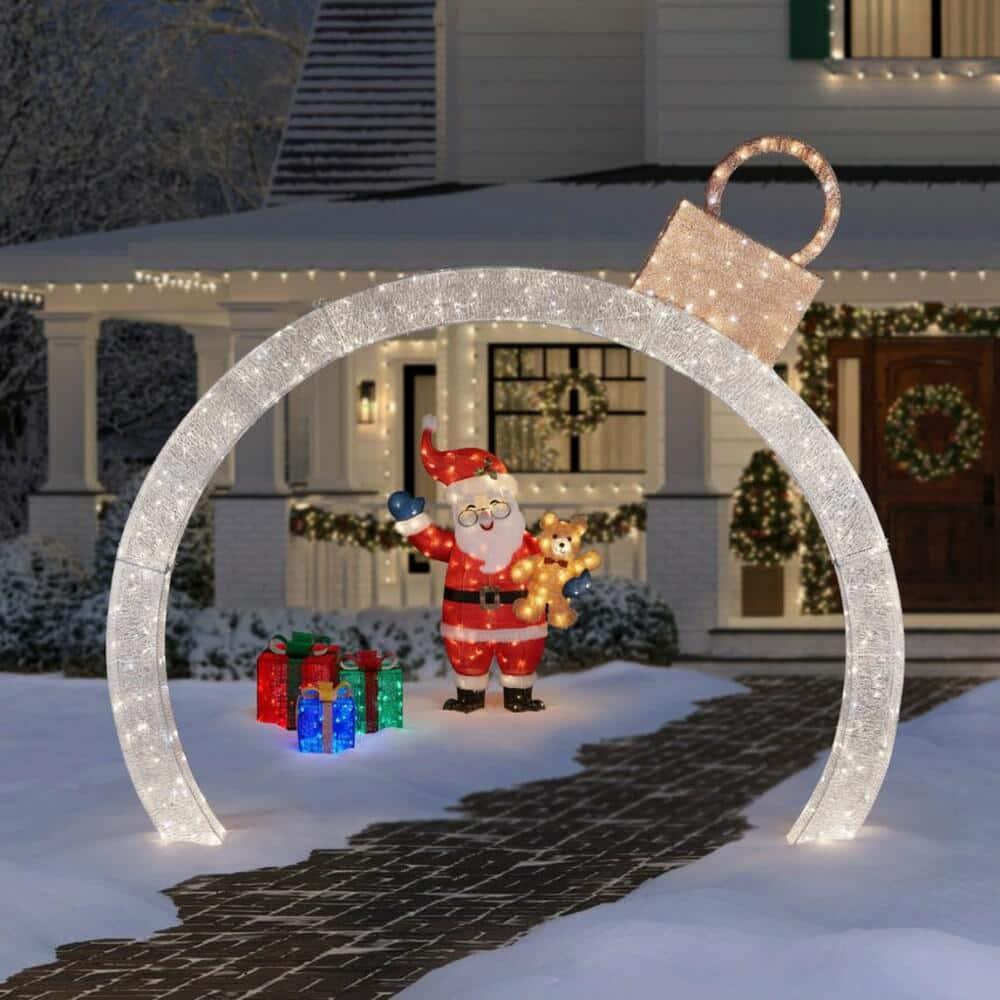 5 ft Warm White LED Santa with Teddy Bear Holiday Yard Decoration