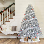 7.5ft Artificial Silver Tinsel Christmas Tree Holiday Decoration w/ 1,749 Branch Tips, Stand