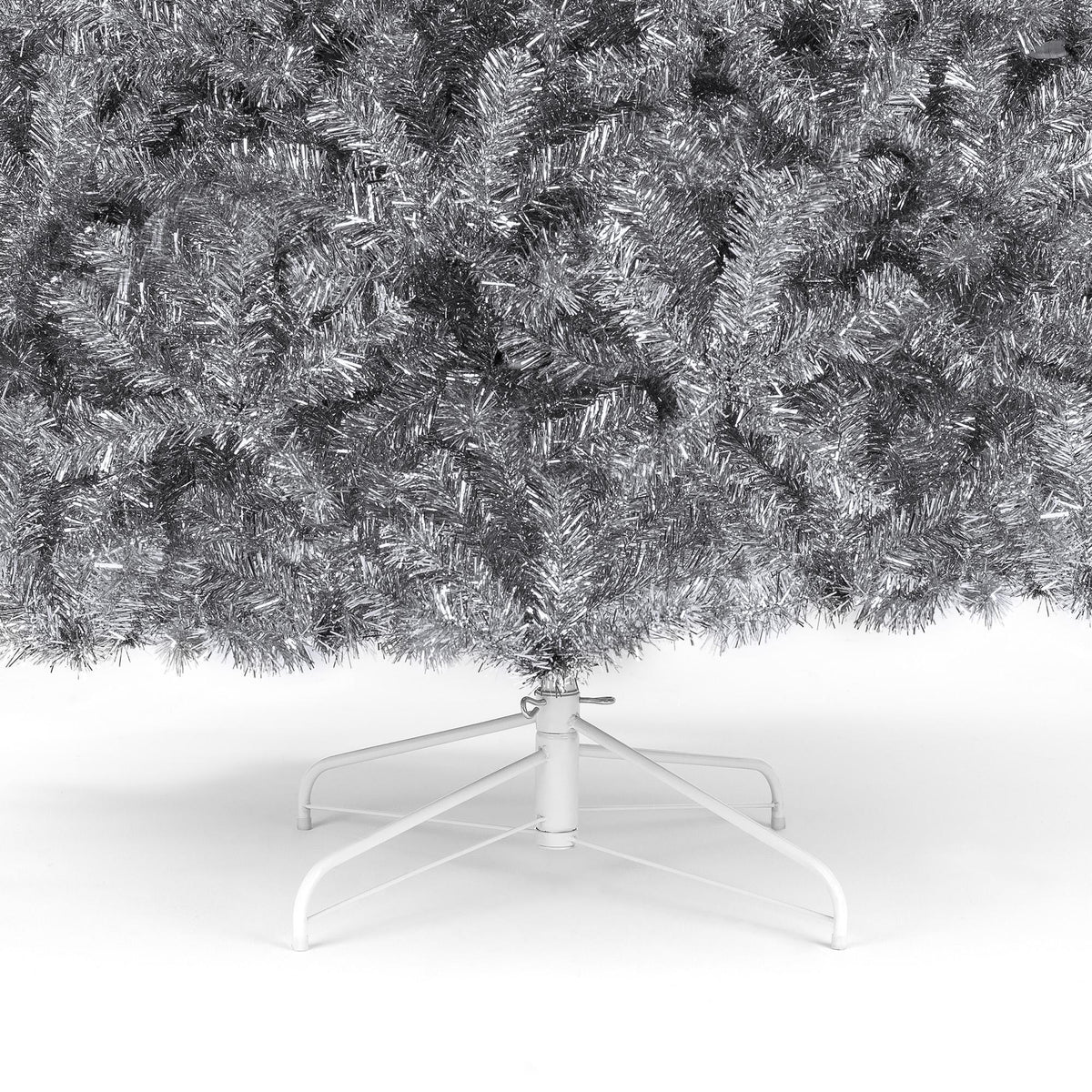 7.5ft Artificial Silver Tinsel Christmas Tree Holiday Decoration w/ 1,749 Branch Tips, Stand