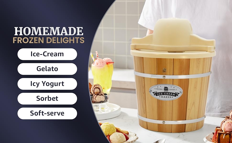EIM-924LX 4 quart Old Fashioned Electric Ice Cream Maker, Pine Bucket