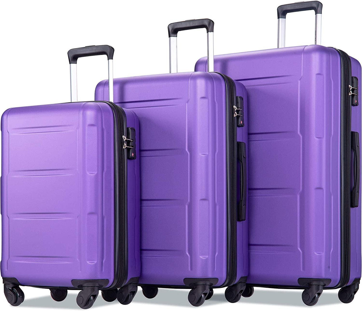 Expandable 3 Piece Sets with TSA Lock, Lightweight Hardside Luggage with Spinner Wheels, Orang Purple, One_Size