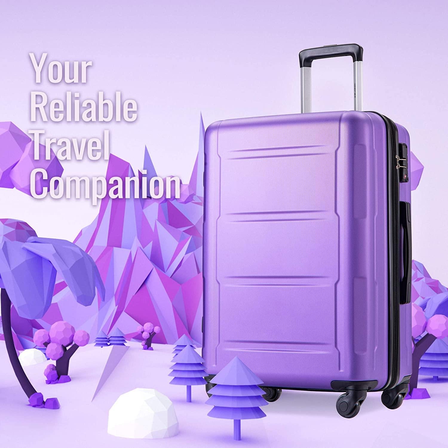 Expandable 3 Piece Sets with TSA Lock, Lightweight Hardside Luggage with Spinner Wheels, Orang Purple, One_Size