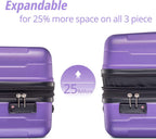 Expandable 3 Piece Sets with TSA Lock, Lightweight Hardside Luggage with Spinner Wheels, Orang Purple, One_Size