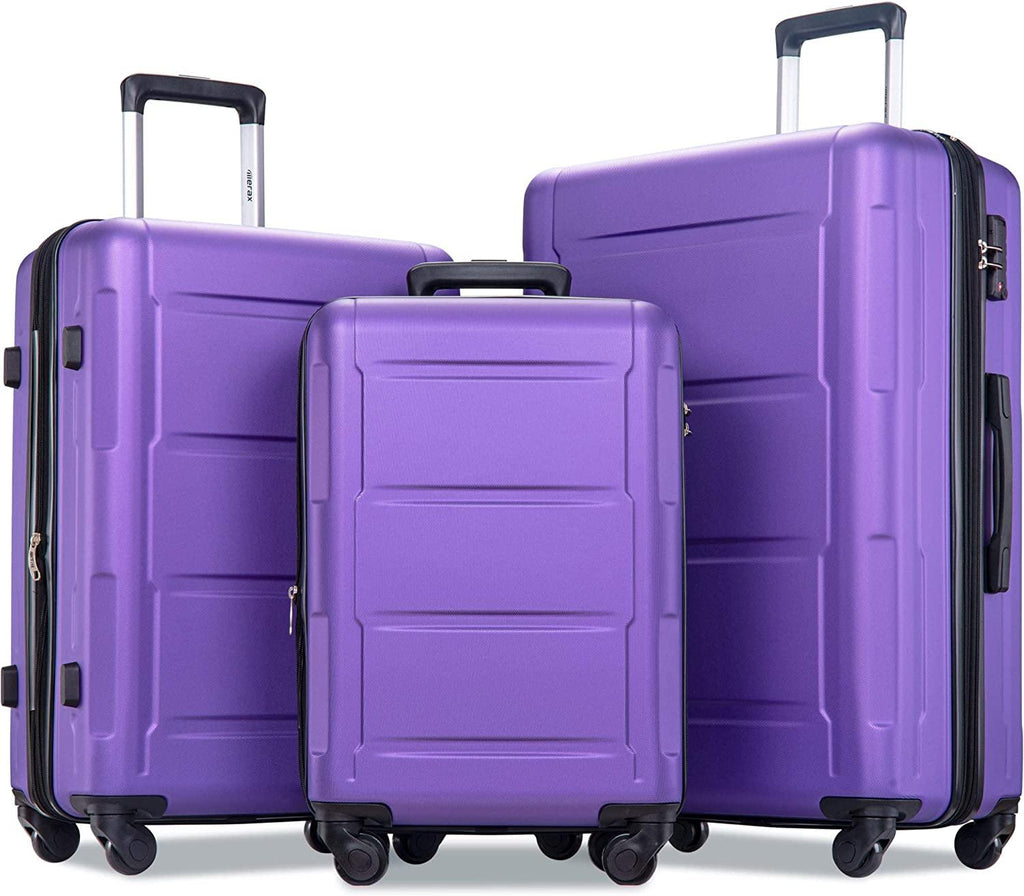 Expandable 3 Piece Sets with TSA Lock, Lightweight Hardside Luggage with Spinner Wheels, Orang Purple, One_Size