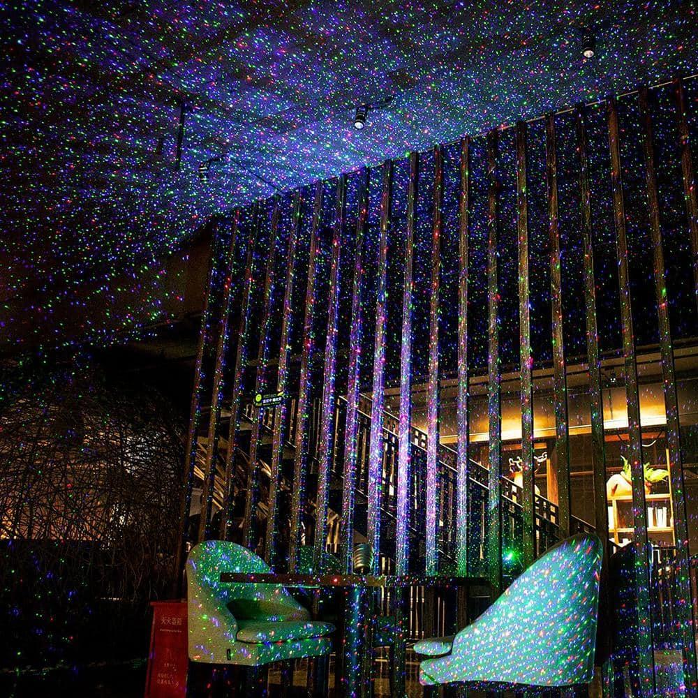 Red, Green and Blue Laser Christmas Projector Lights Outdoor, Motion Firefly with Remote Control and Cable Lock