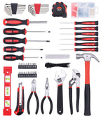 215-Piece Home Repairing Tool Set with 12-Inch Wide Mouth Open StoraBag, Household Hand Tool Kit,Red