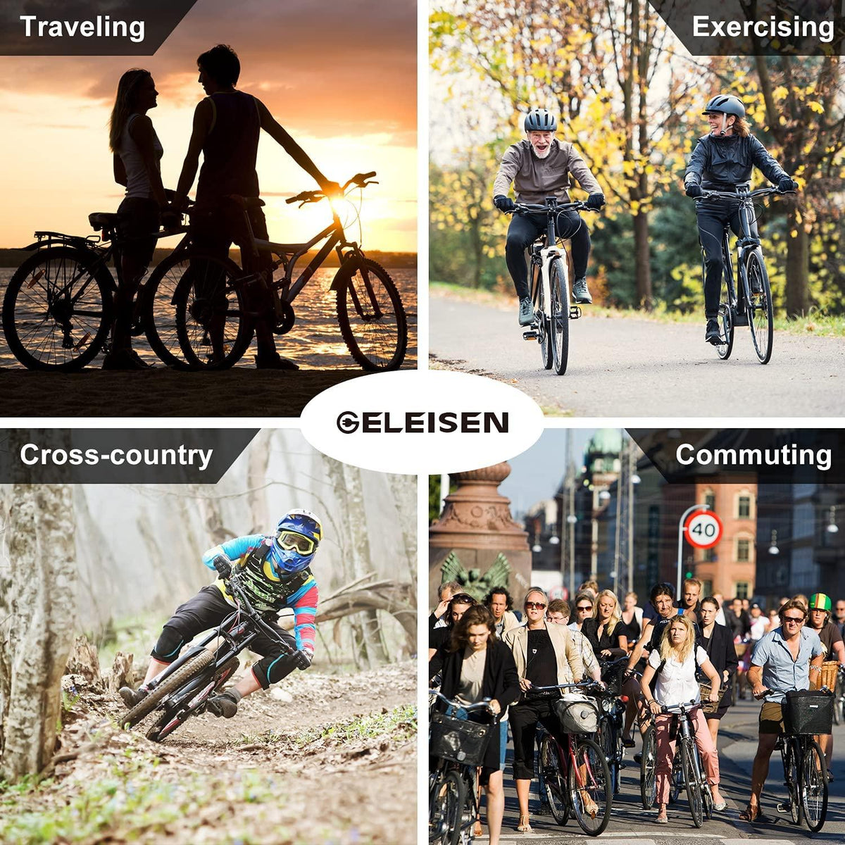 GELEISEN Electric Bike Electric Mountain Bike 26", 350W Electric Bikes for Adults with 36V/10Ah Removable Battery, Lightweight Ebike with Smart LCD Display, Suspension Fork and  7 Speed Gears