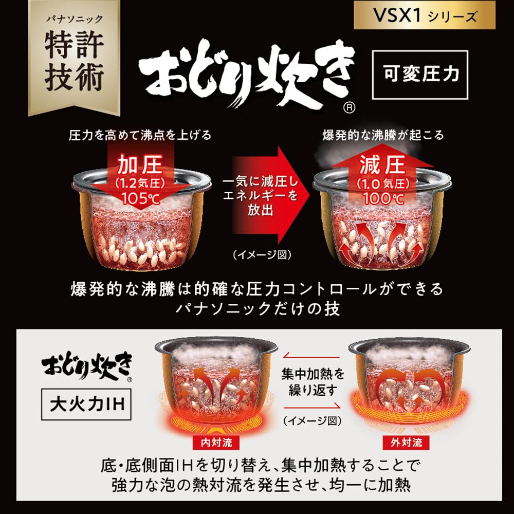 SR-VSX181-K Steam & Variable Pressure IH Rice Cooker 10 Go Cook IoT Compatible Black 100V