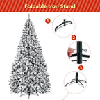 Costway 9ft Snow Flocked Hinged Artificial Christmas Tree Unlit Metal