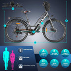 VIVI 26''Electric Bike 350W  Low-Step Thru City Cruiser Bicycle with Carrier Rack Professional 7 Speed, Electric Commuter Bike Hybrid Ebike for Women Senior Gift